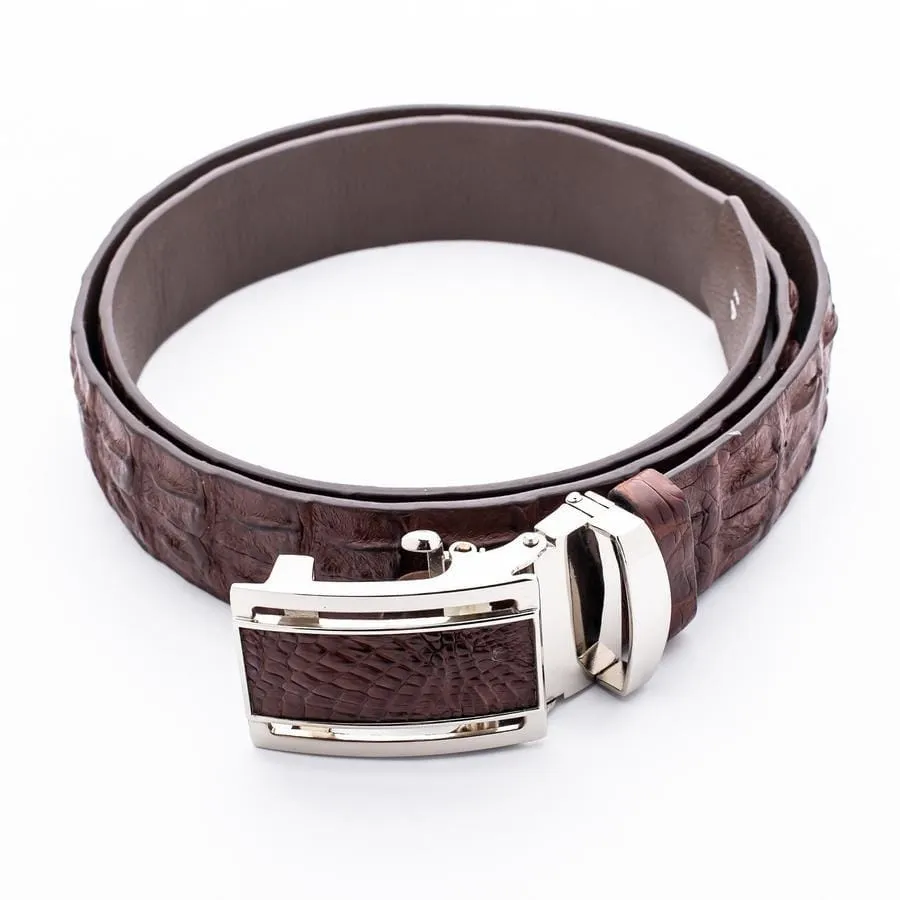 Dark Brown Backbone Crocodile Leather Belt