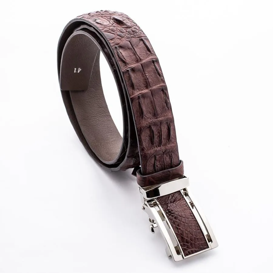 Dark Brown Backbone Crocodile Leather Belt