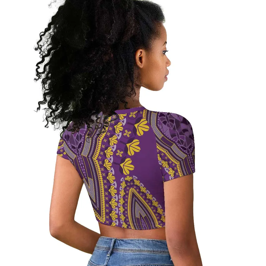 Dashiki Raglan Cropped T shirt Luxury Afro - Violet LT7