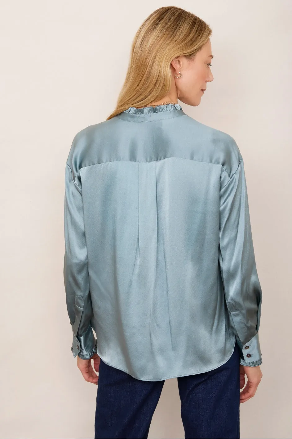 DB X Wyse Silk Satin Marcel Blouse - Pigeon