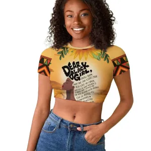 Dear Black Girl Raglan Cropped T shirt African Pride Black Women DT04