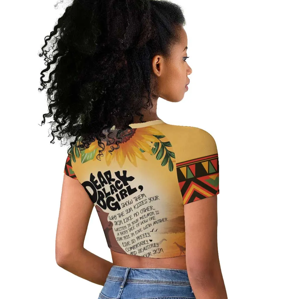 Dear Black Girl Raglan Cropped T shirt African Pride Black Women DT04