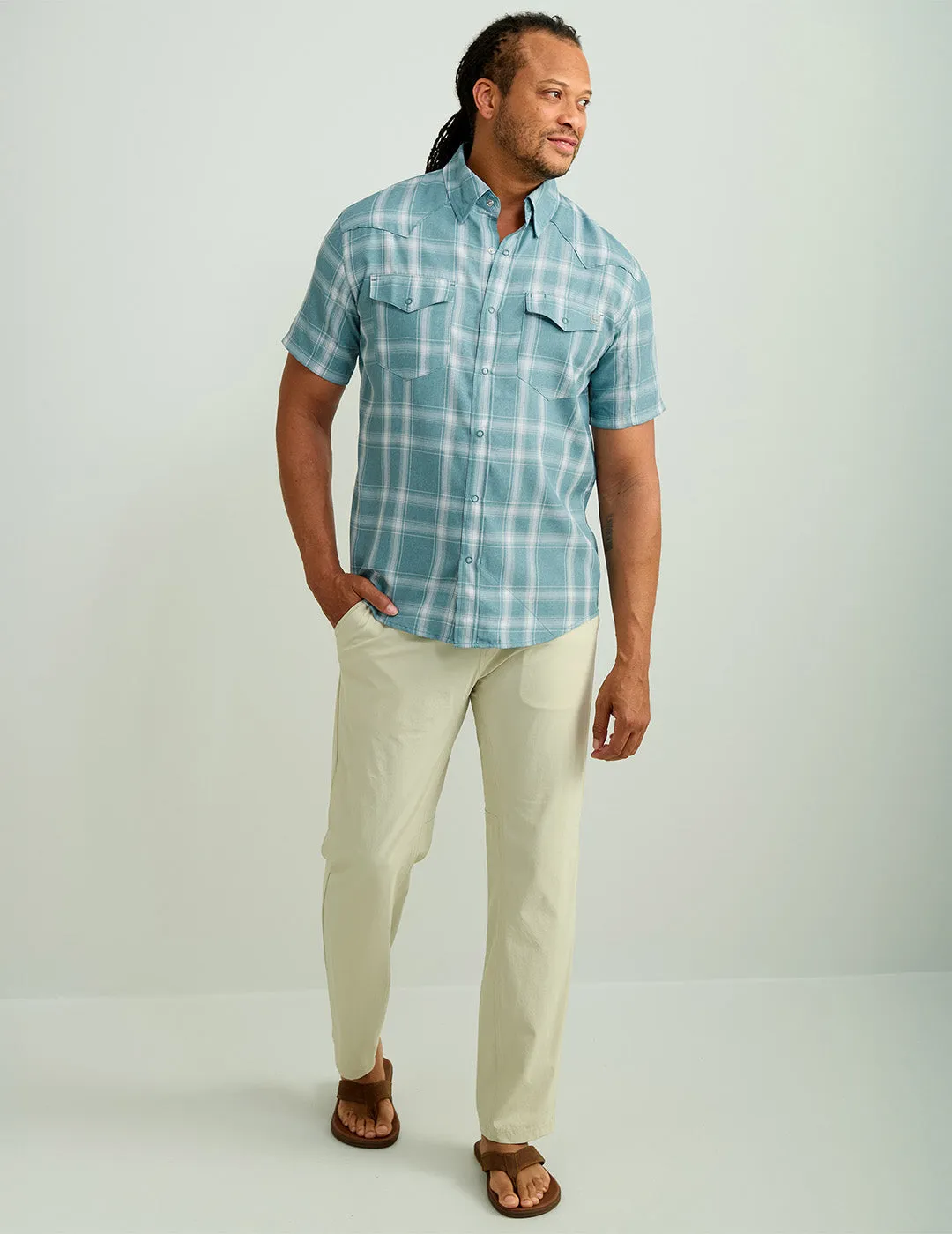 Diamond Back Plaid Short Sleeve Button-Down