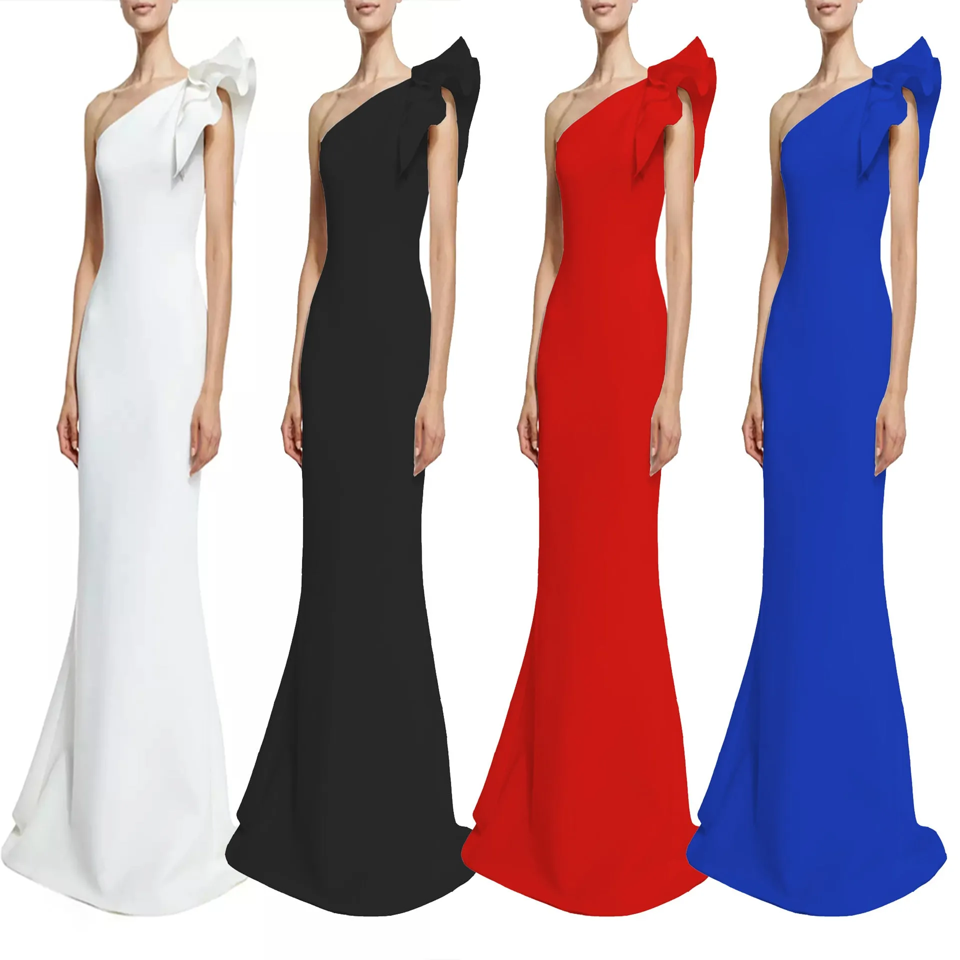 Diana Formal One Charming Shoulder Ruffle Dress