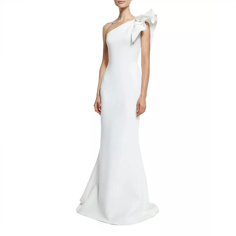 Diana Formal One Charming Shoulder Ruffle Dress