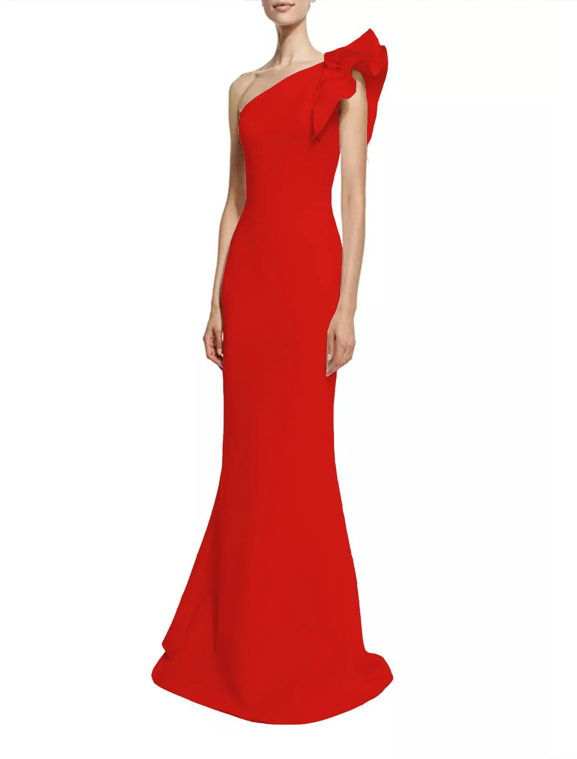 Diana Formal One Charming Shoulder Ruffle Dress