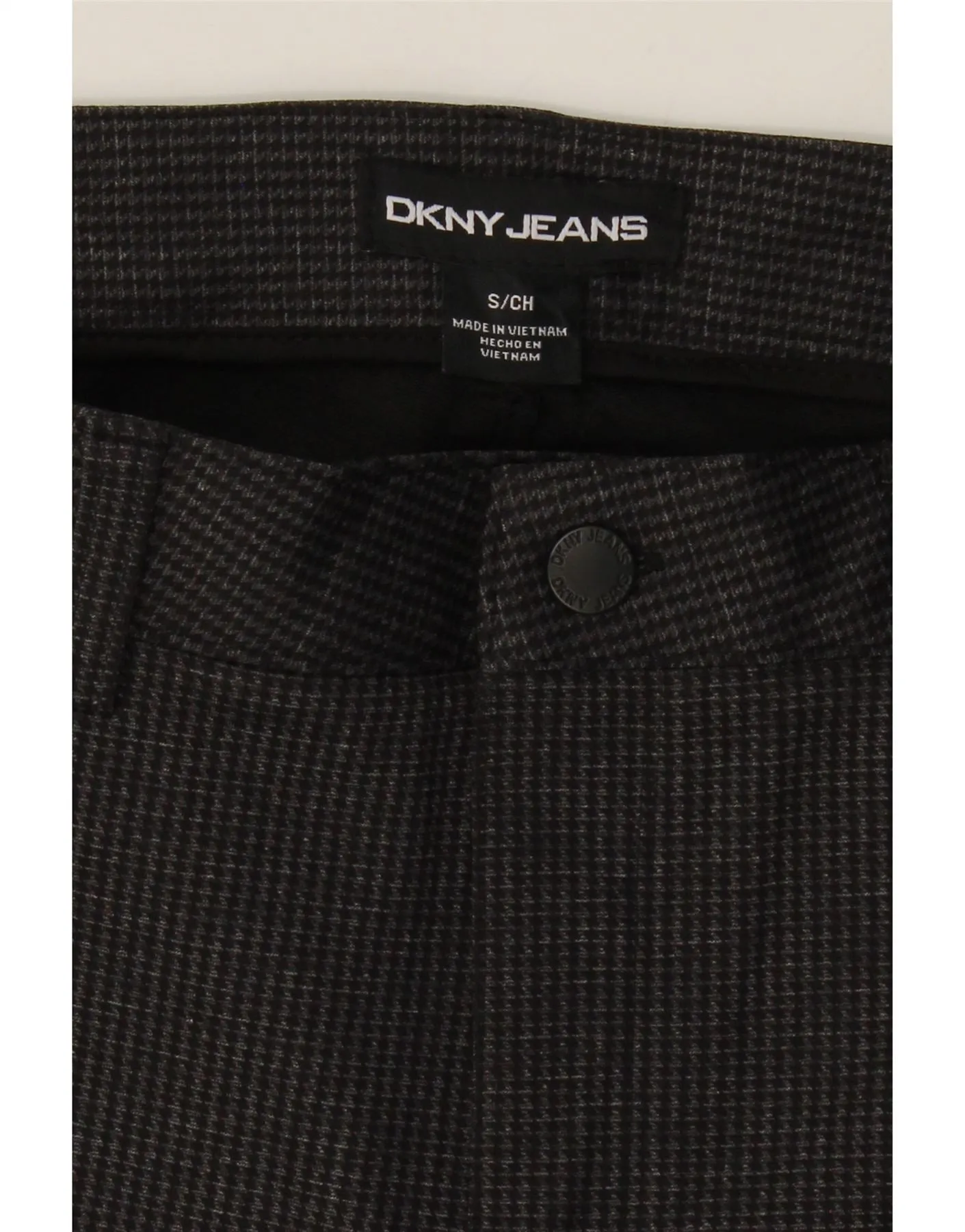DKNY Womens Slim Casual Trousers Small W30 L29 Grey Houndstooth Polyester