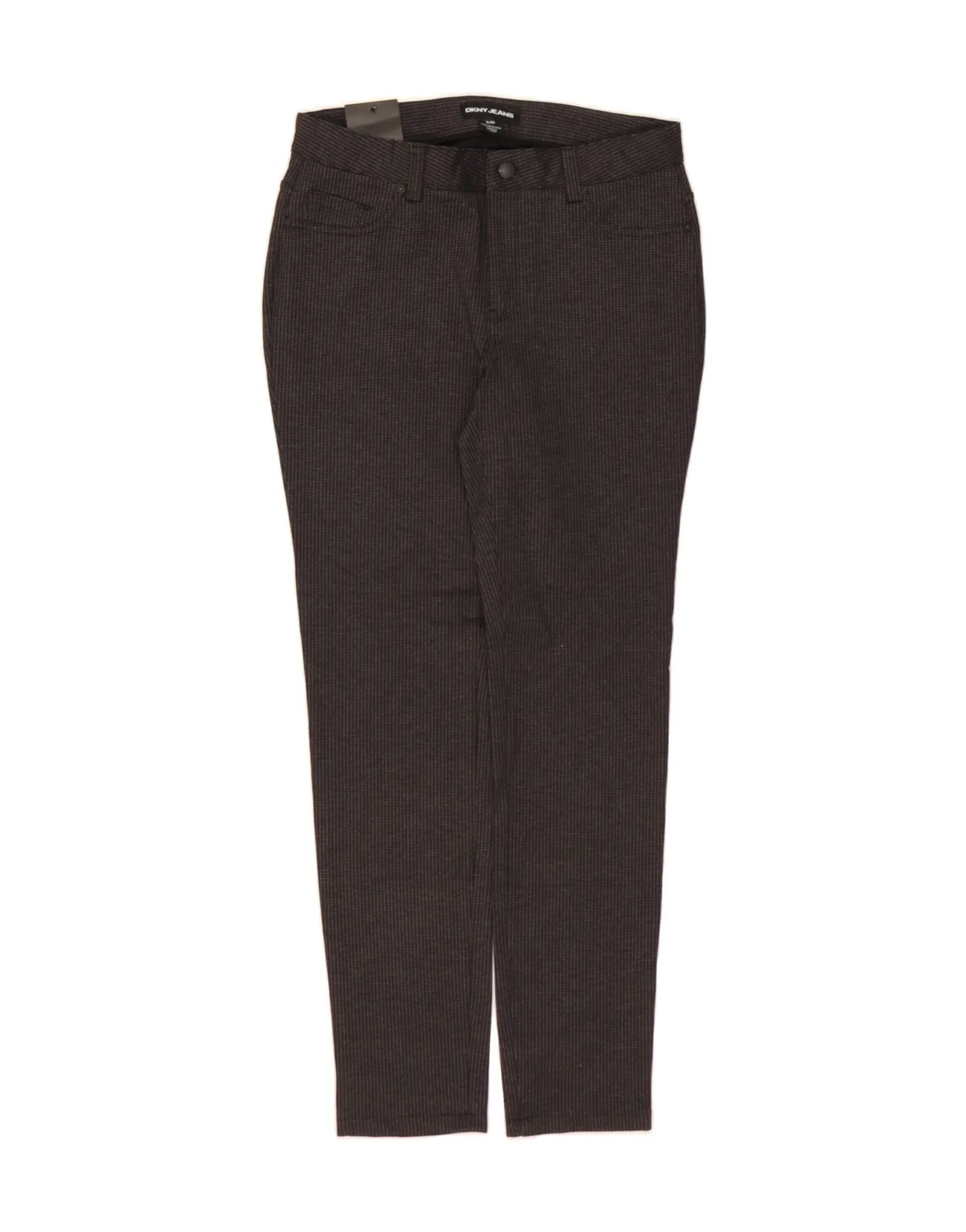 DKNY Womens Slim Casual Trousers Small W30 L29 Grey Houndstooth Polyester