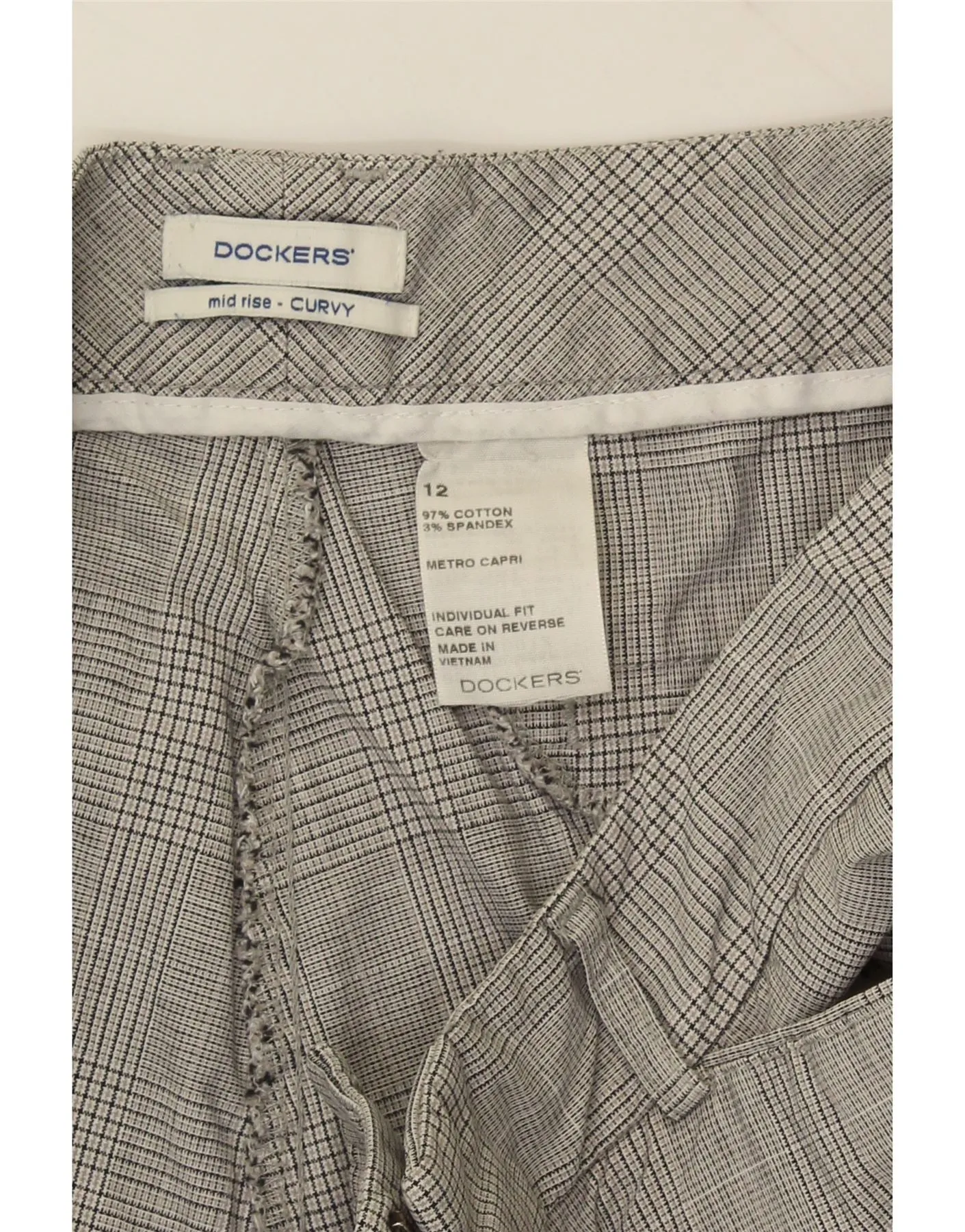 DOCKERS Womens Curvy Mid Rise Capri Trousers US 12 Large W32 L21 Grey