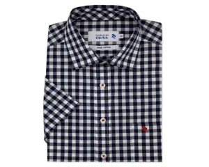 Double Two Men's Plus Size Gingham Check Casual Shirt in Navy 2XL to 5XL (DTLS1111)
