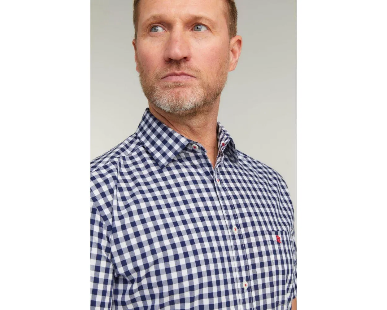 Double Two Men's Plus Size Gingham Check Casual Shirt in Navy 2XL to 5XL (DTLS1111)