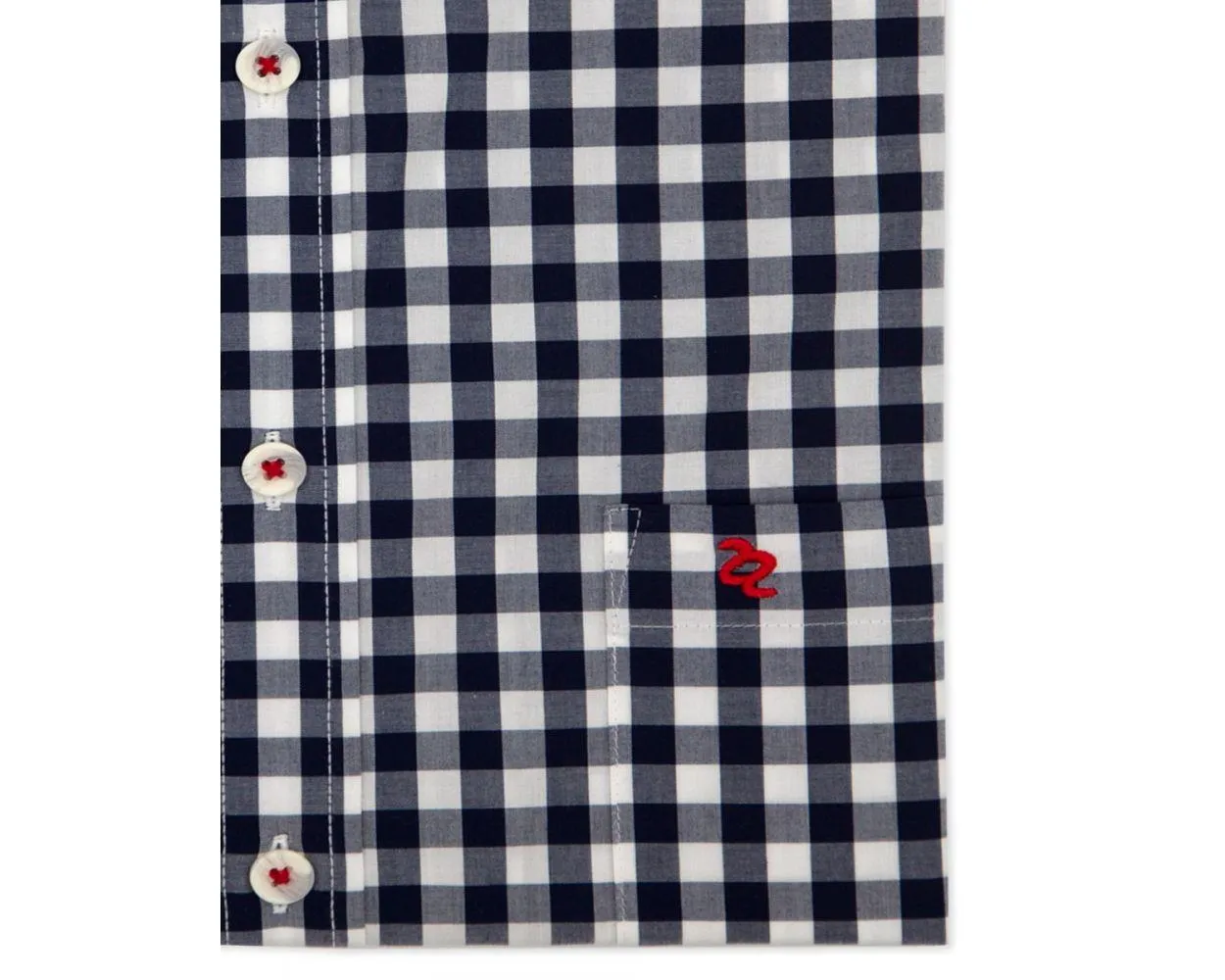 Double Two Men's Plus Size Gingham Check Casual Shirt in Navy 2XL to 5XL (DTLS1111)