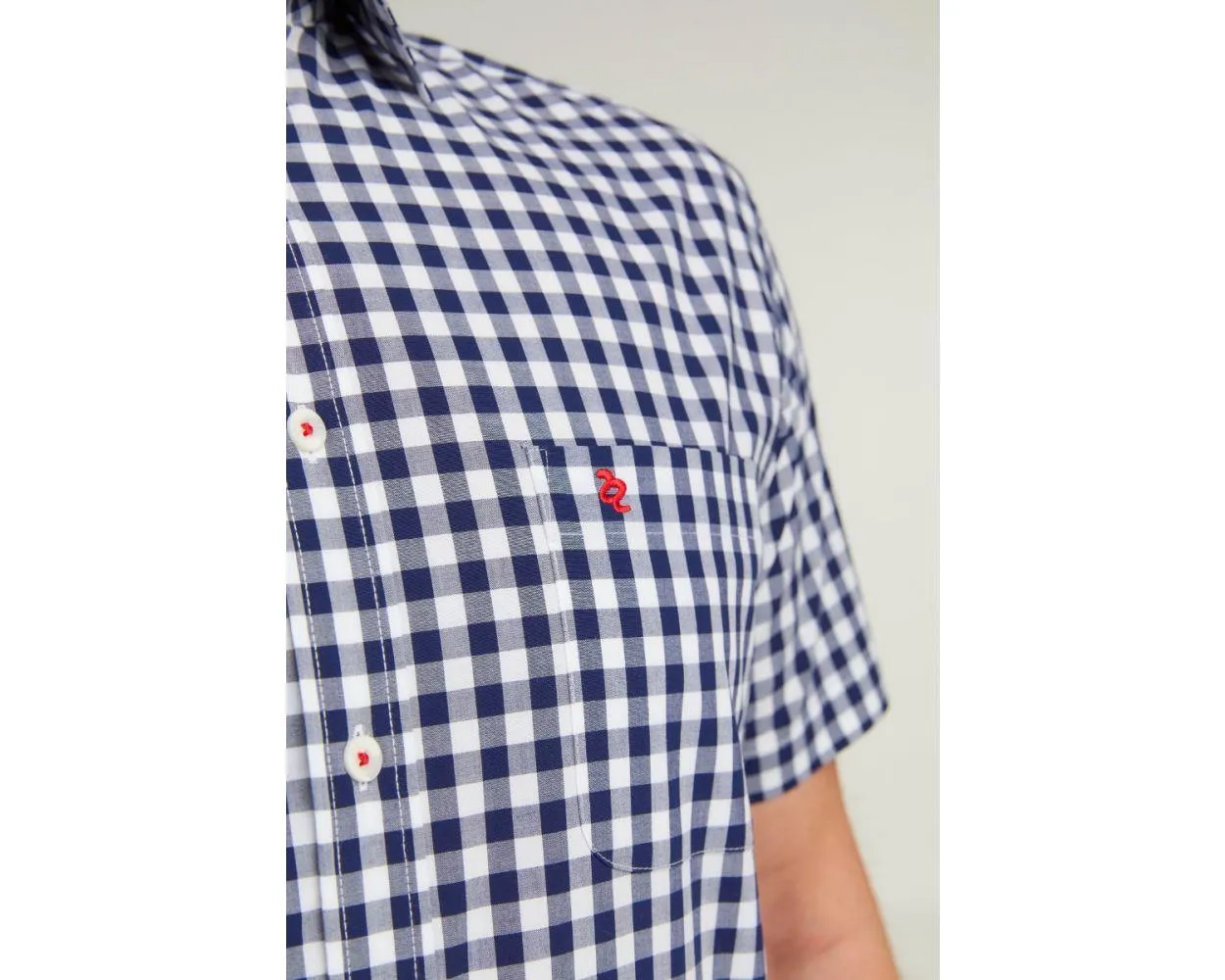 Double Two Men's Plus Size Gingham Check Casual Shirt in Navy 2XL to 5XL (DTLS1111)