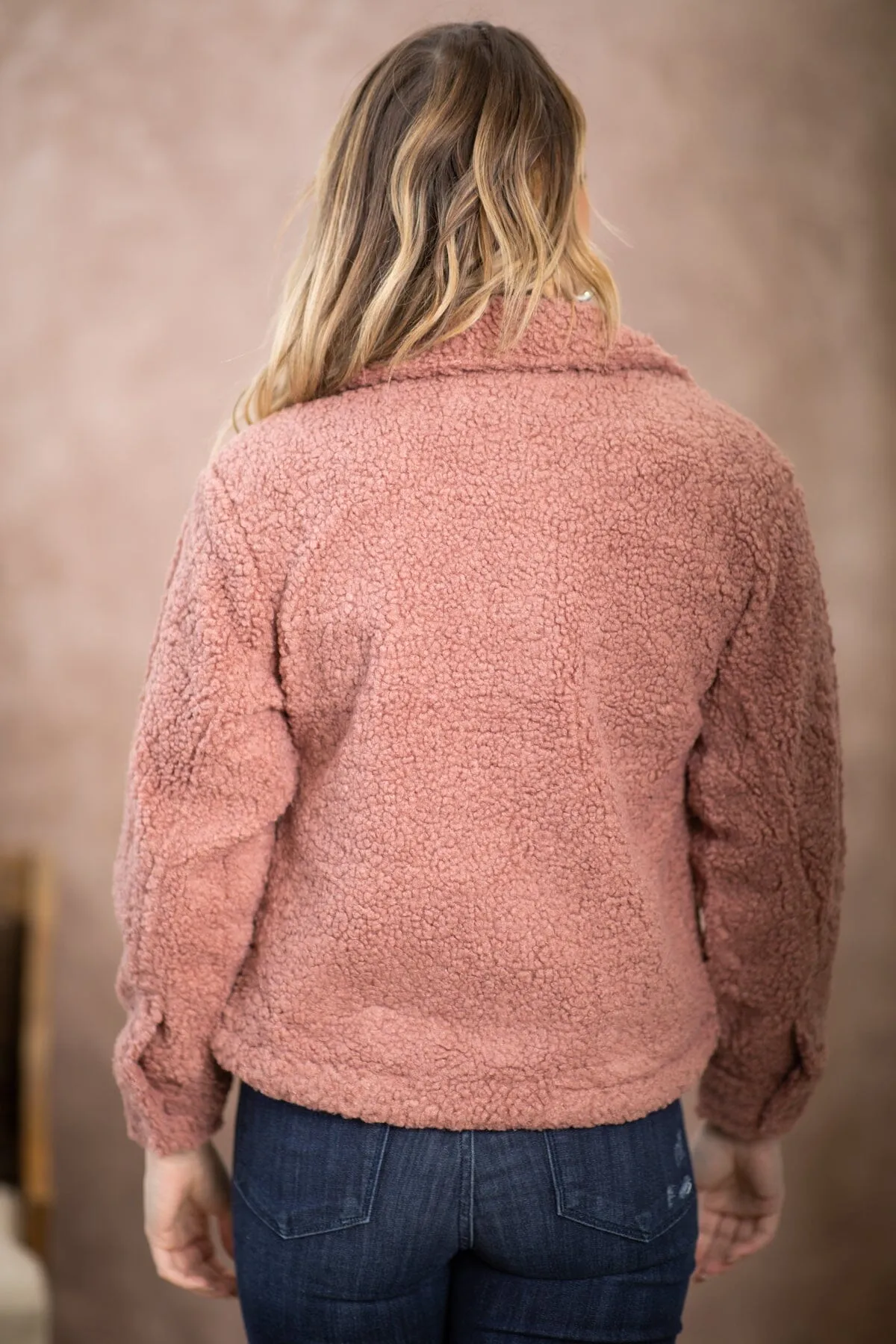 Dusty Rose Sherpa Jacket