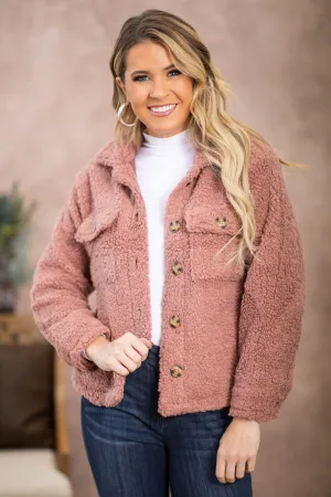 Dusty Rose Sherpa Jacket