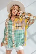 Easel Plaid Mix N Match Button Down Shirt