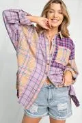Easel Plaid Mix N Match Button Down Shirt