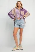 Easel Plaid Mix N Match Button Down Shirt