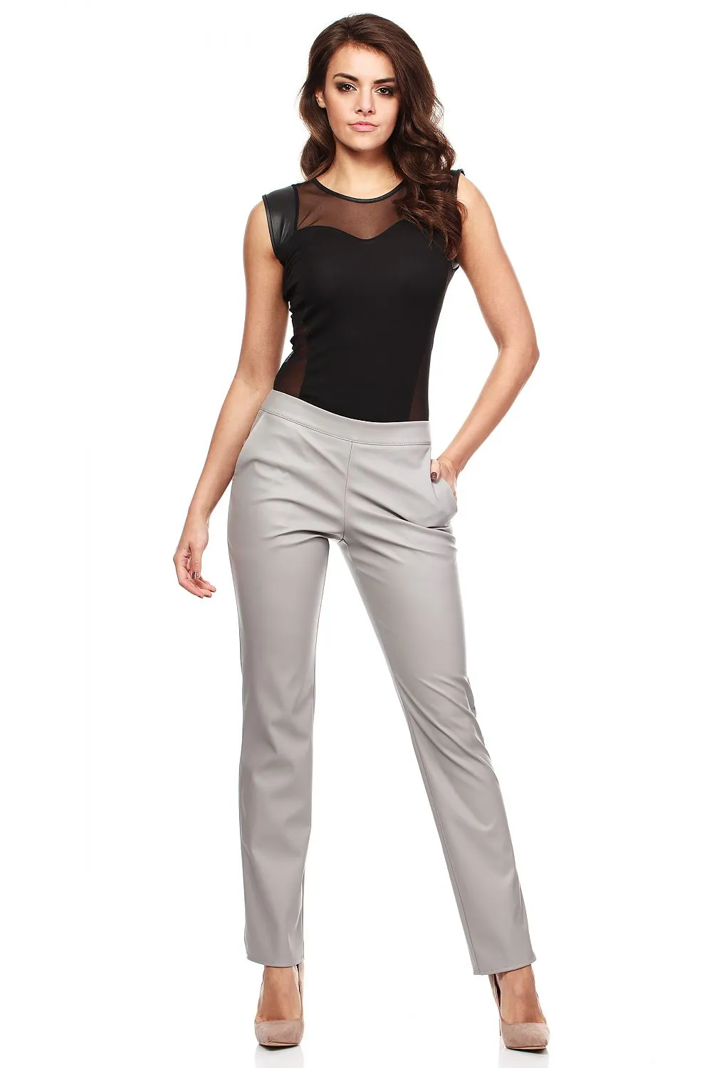 Eco-Leather Straight Leg Trousers