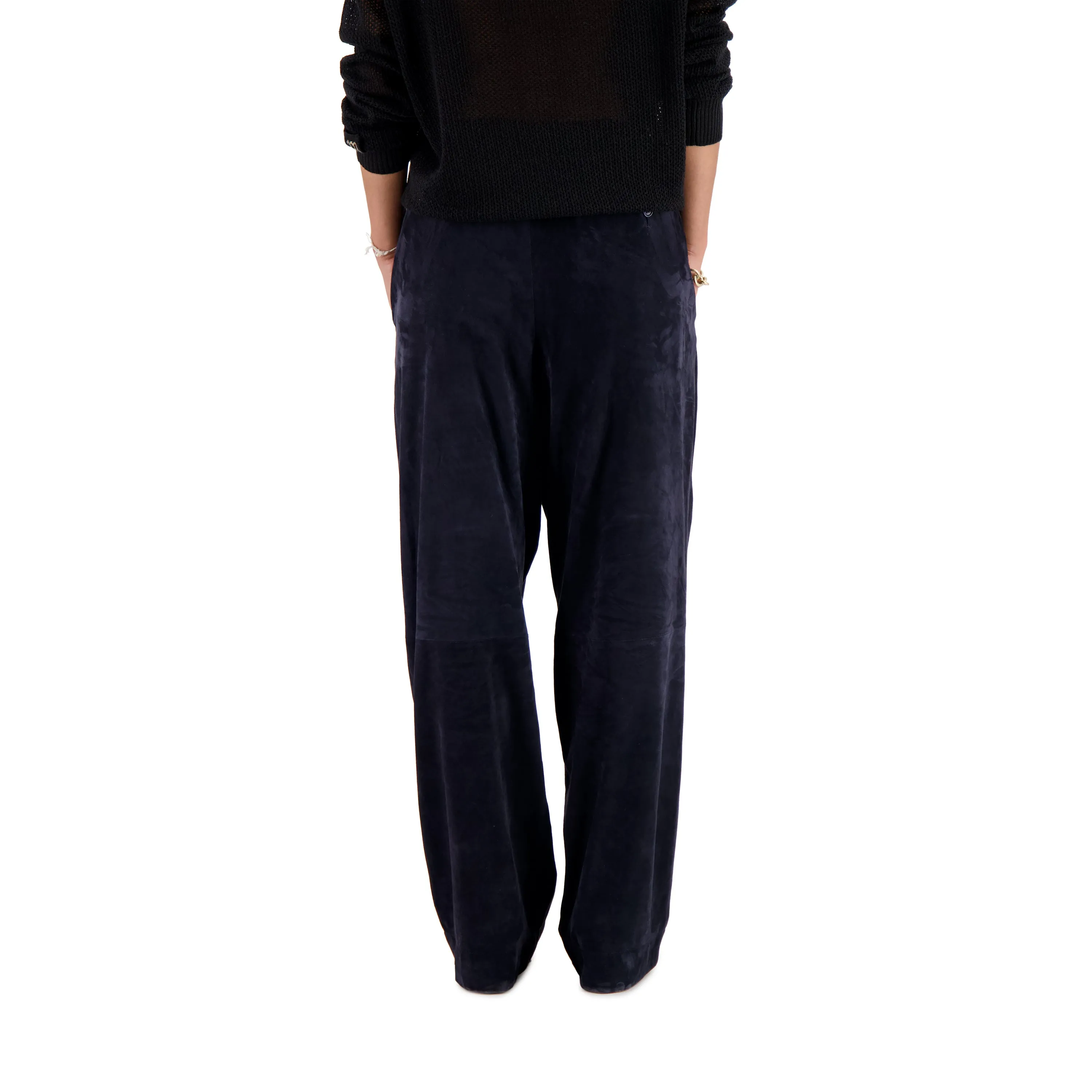 Ed Unlined Lamb Suede Drawstring Trousers Midnight Blue