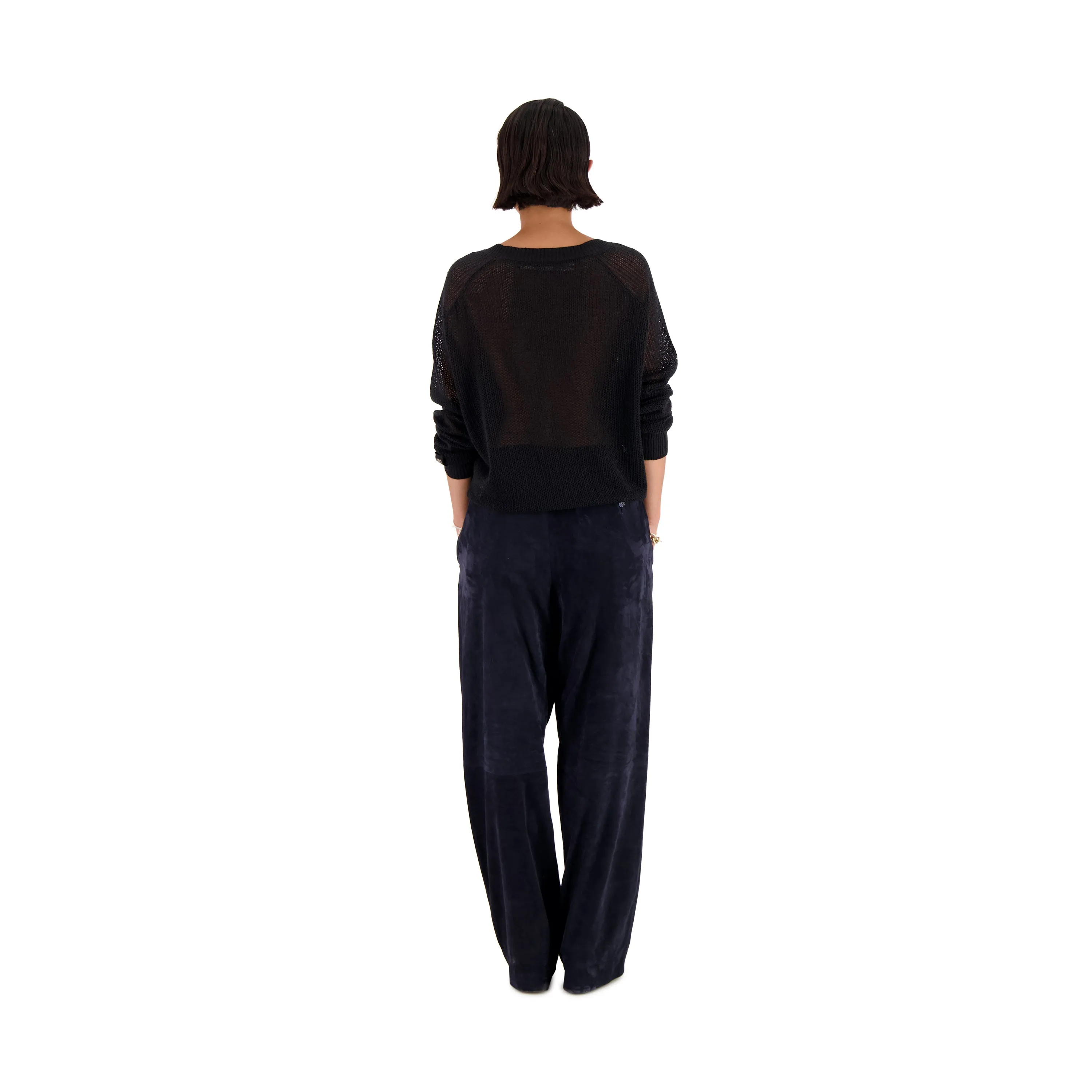 Ed Unlined Lamb Suede Drawstring Trousers Midnight Blue