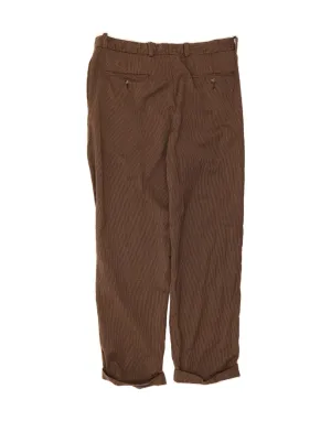 EDDIE BAUER Mens Straight Chino Trousers W36 L32 Brown Houndstooth Wool