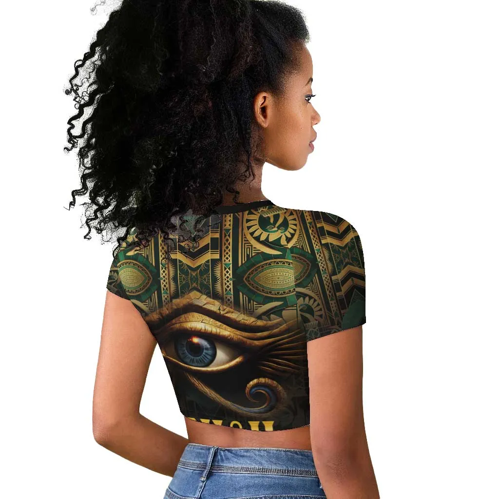 Egypt Eye of Horus Raglan Cropped T shirt Golden Ancient Egypt Pattern LT15