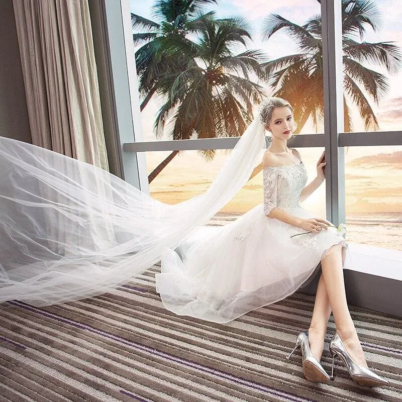Elegant Off The Shoulder White High Low Prom Dresses
