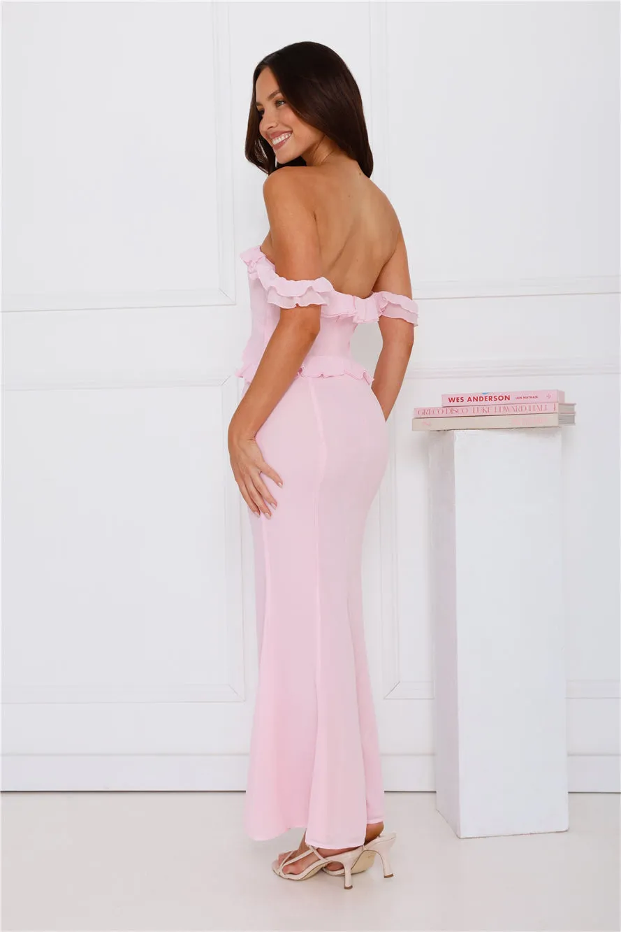 Embrace Your Magic Off Shoulder Maxi Dress Pink