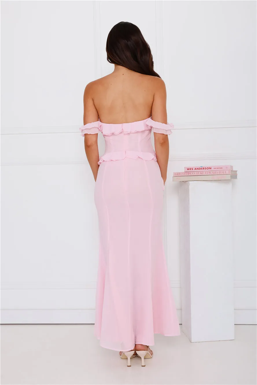 Embrace Your Magic Off Shoulder Maxi Dress Pink
