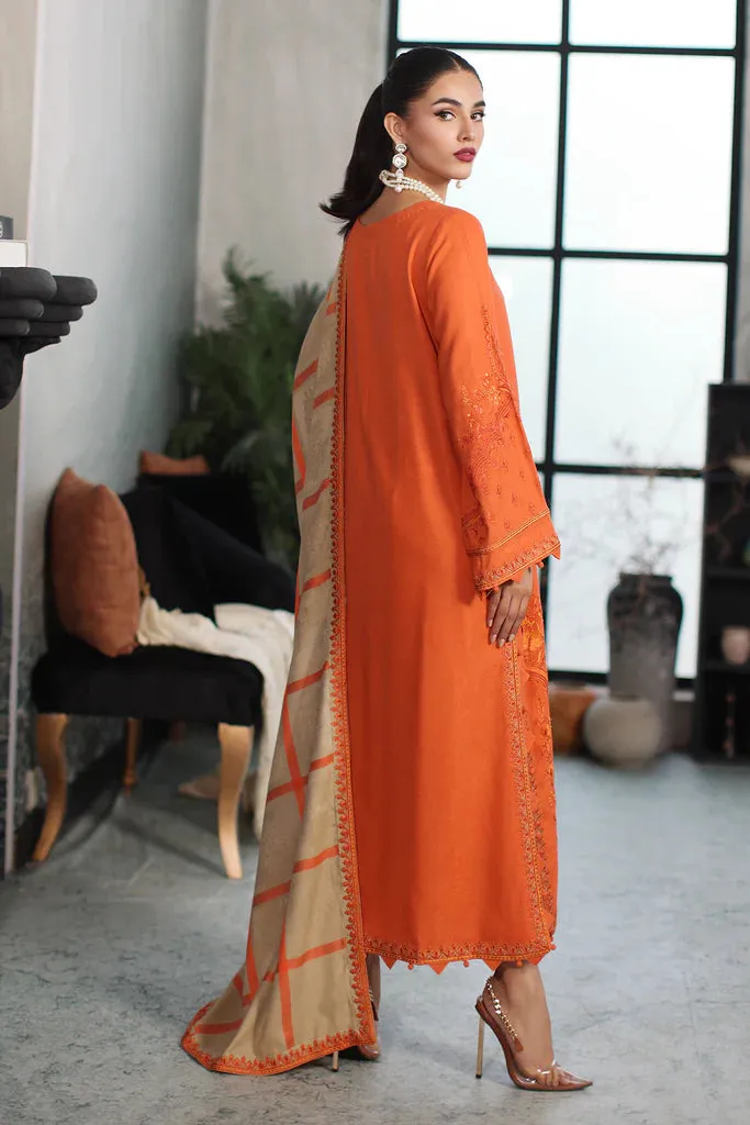 Embroidered Leather with Printed Wool Shawl PS3-23