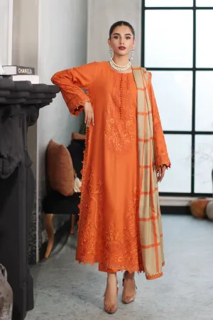 Embroidered Leather with Printed Wool Shawl PS3-23