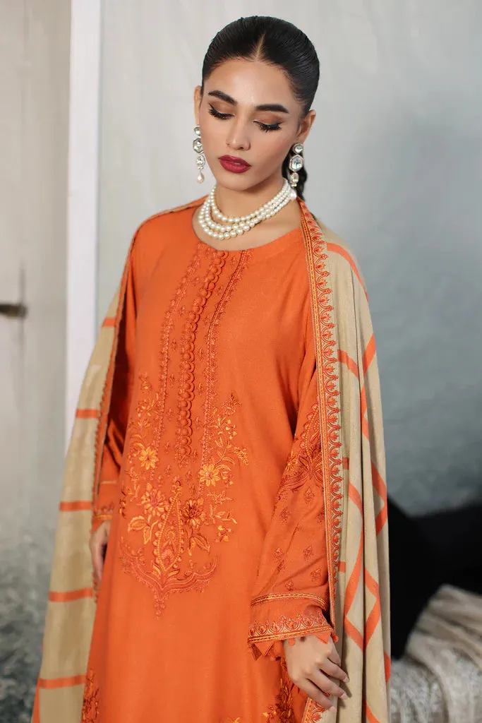 Embroidered Leather with Printed Wool Shawl PS3-23