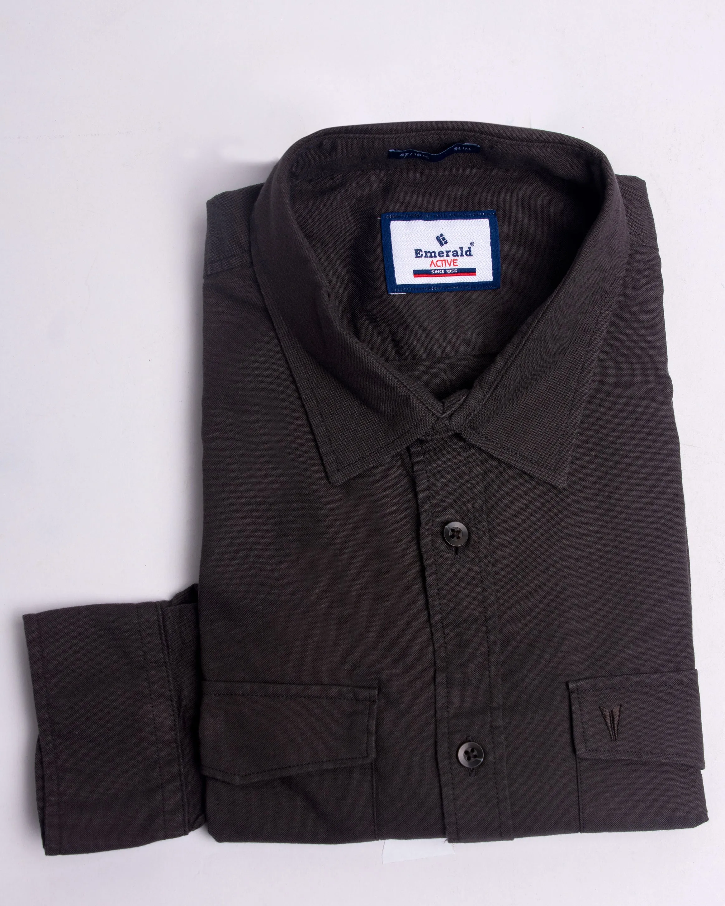 Emerald Active Oxford Slim Fit-Deep Mahogany