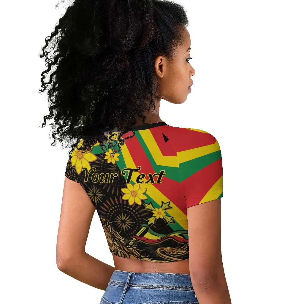 Enkutatash Ethiopia New Year Raglan Cropped T shirt Lion of Judah Adey Abeba Flower LT01
