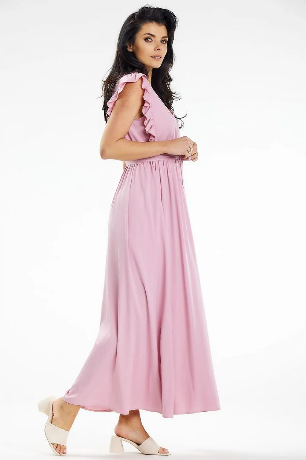 Envelope Neck Ruffled Maxi Dress