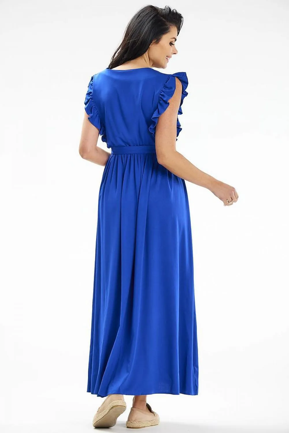 Envelope Neck Ruffled Maxi Dress