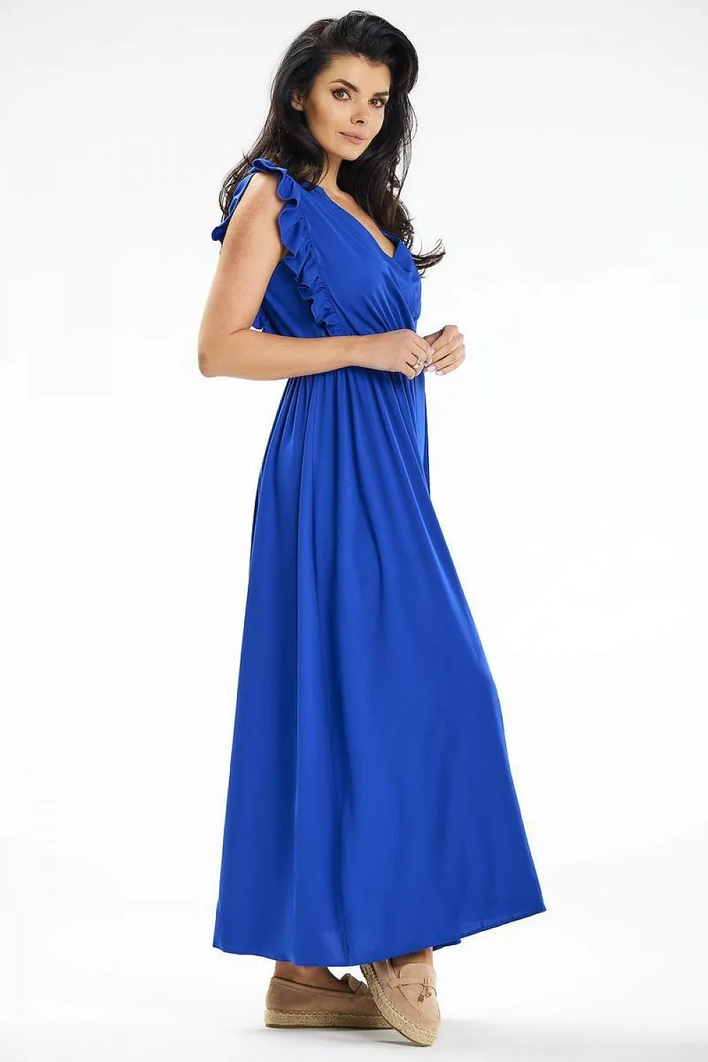 Envelope Neck Ruffled Maxi Dress