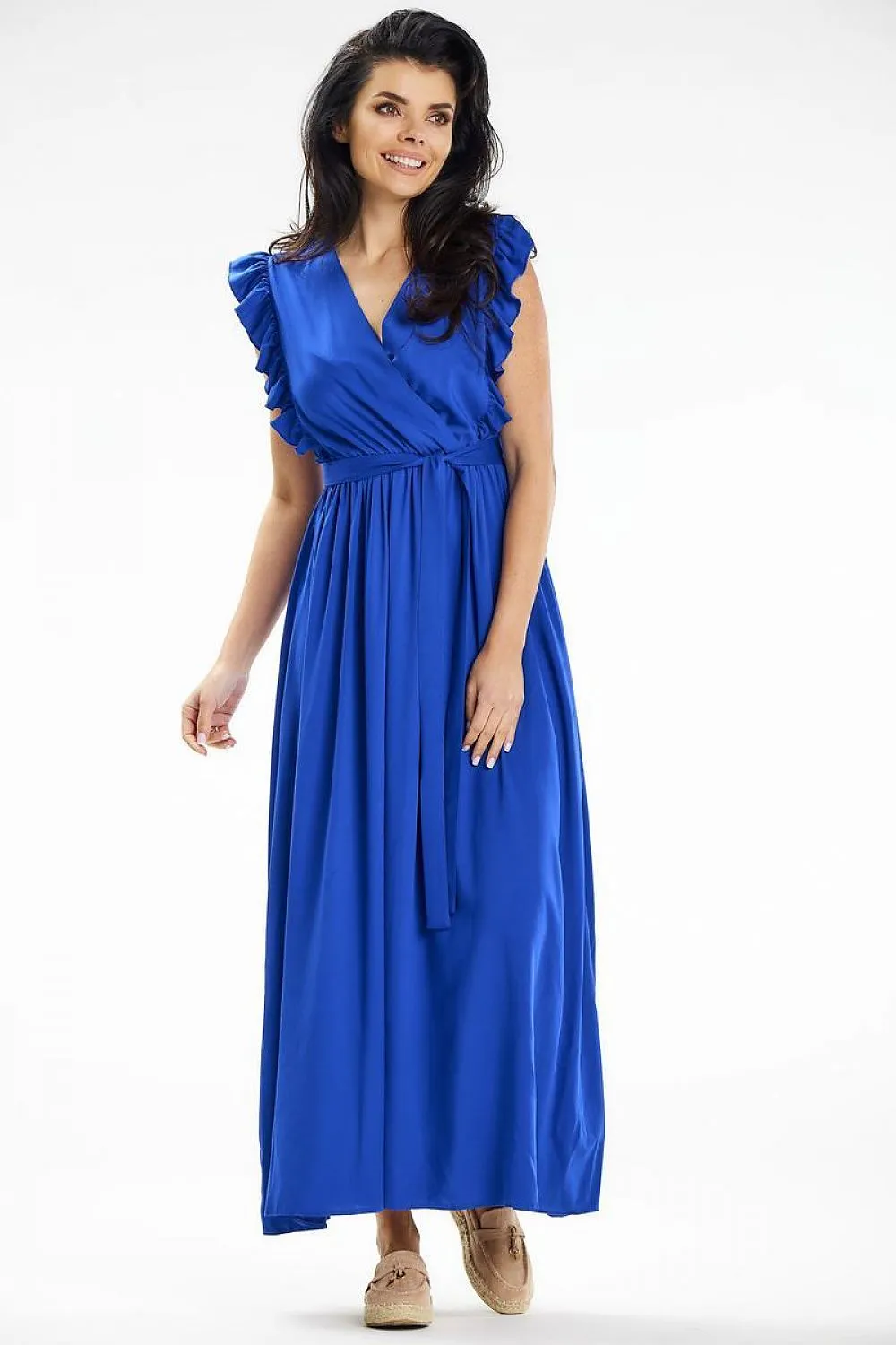 Envelope Neck Ruffled Maxi Dress