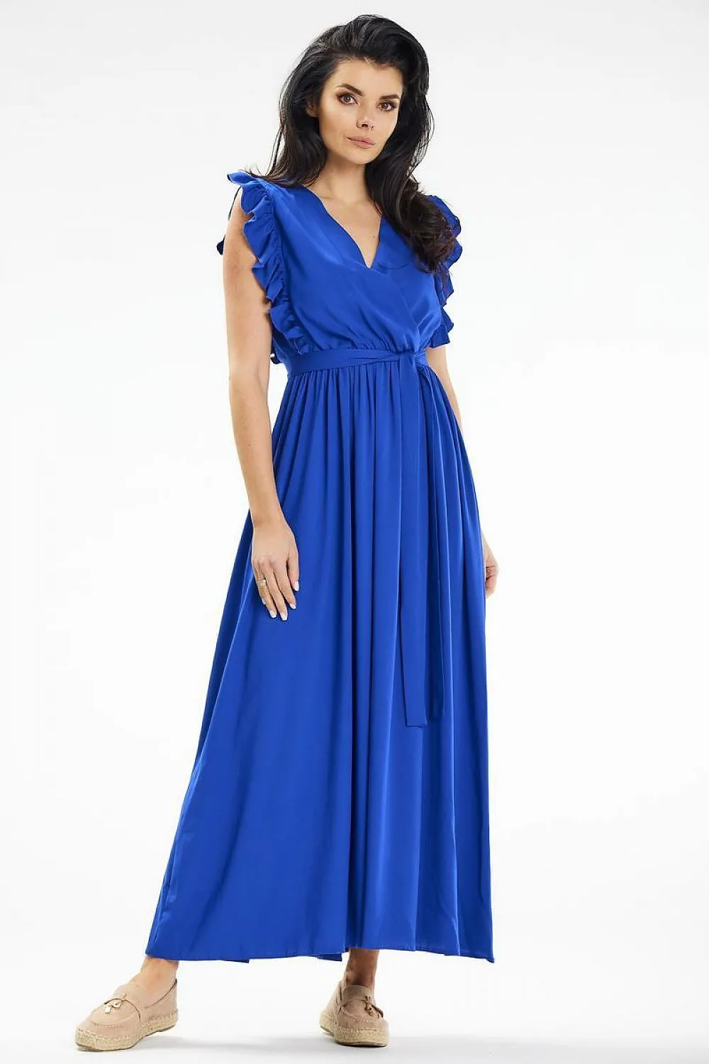 Envelope Neck Ruffled Maxi Dress
