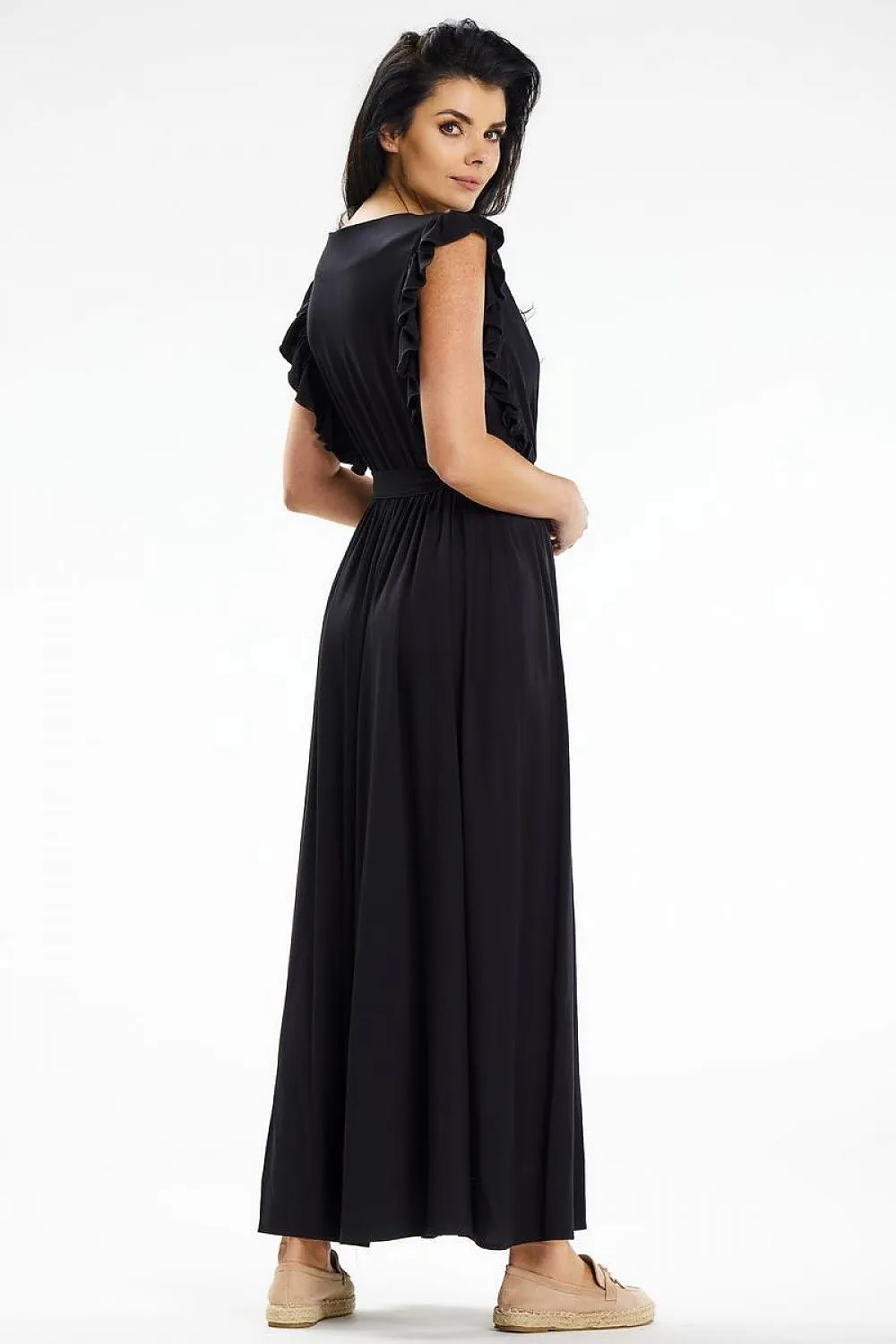 Envelope Neck Ruffled Maxi Dress