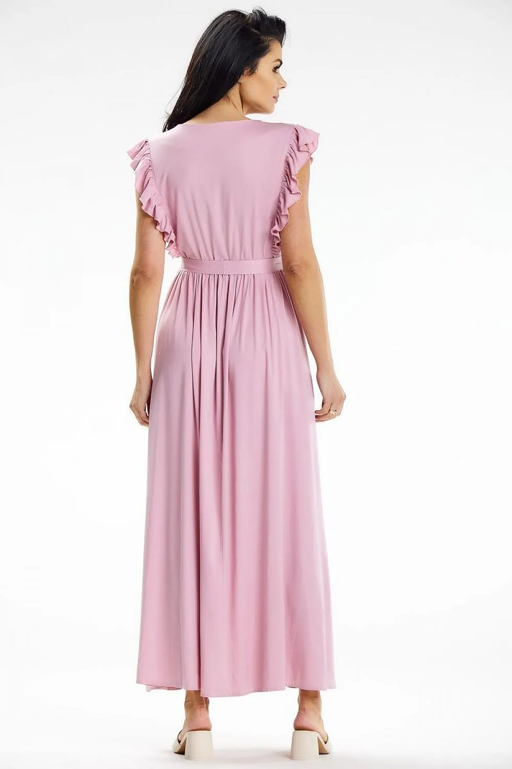 Envelope Neck Ruffled Maxi Dress