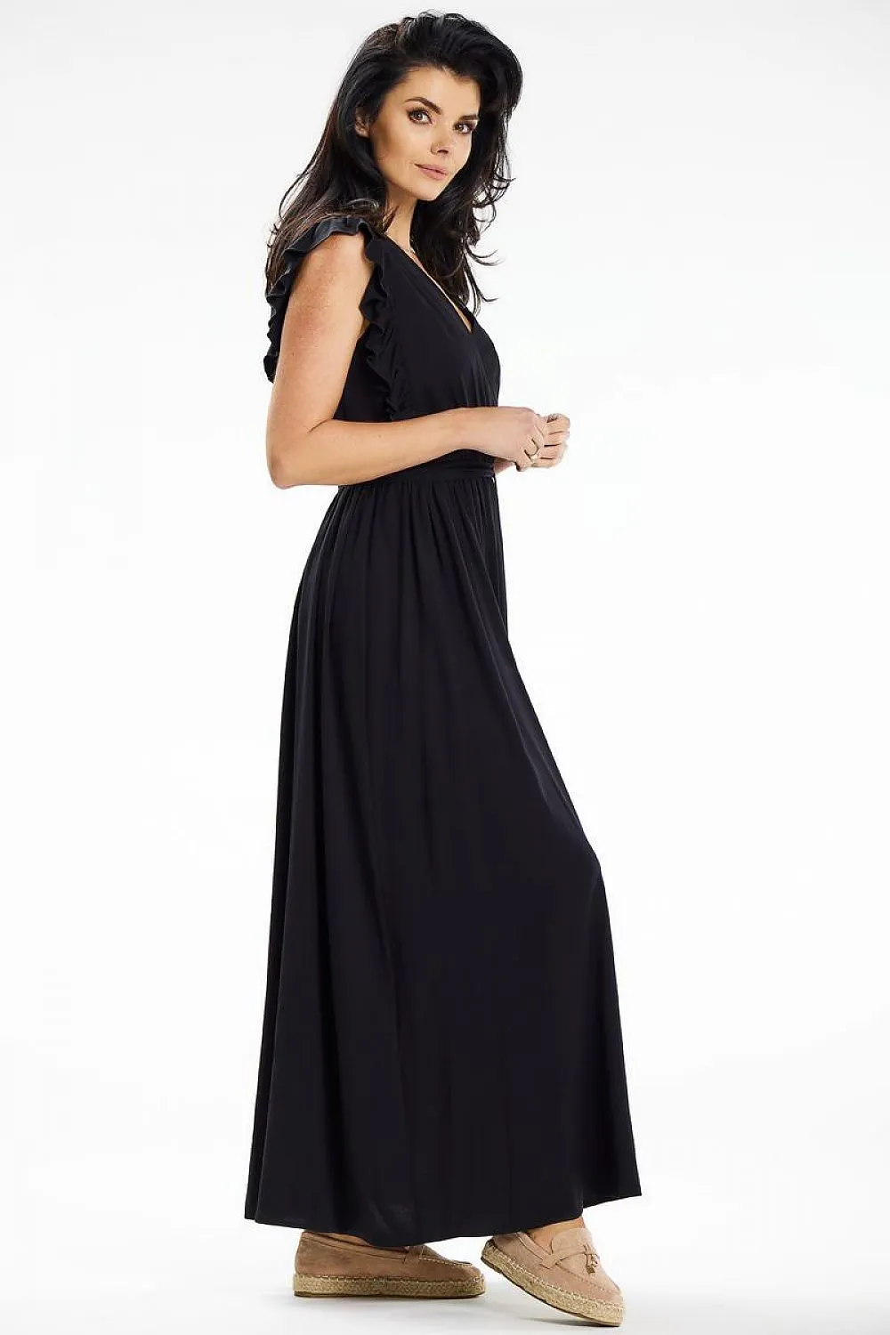 Envelope Neck Ruffled Maxi Dress