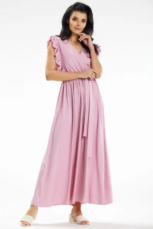 Envelope Neck Ruffled Maxi Dress