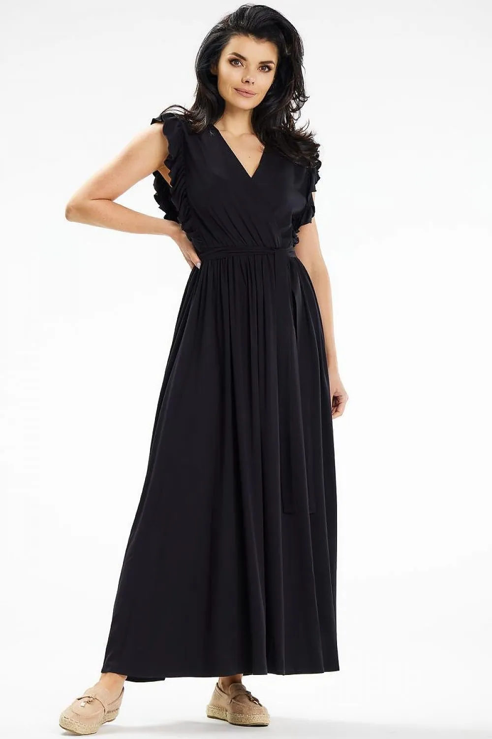 Envelope Neck Ruffled Maxi Dress