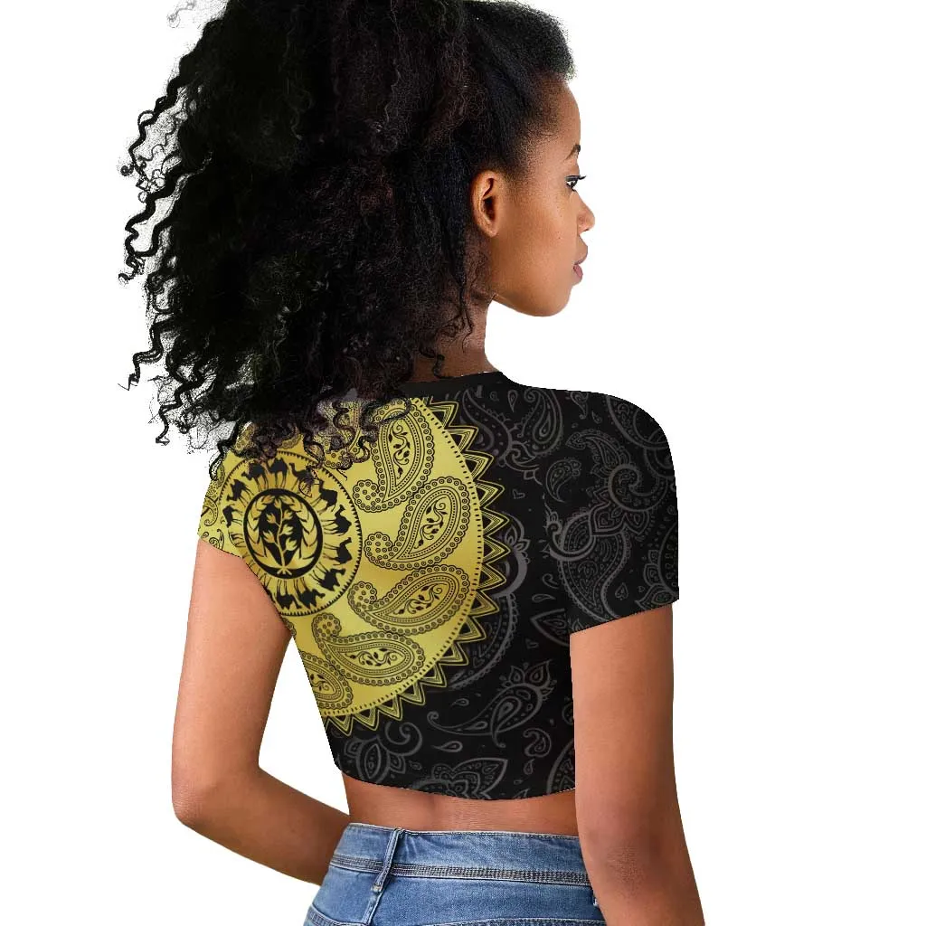 Eritrea African Tribal Mix Paisley Pattern Raglan Cropped T shirt Chest Arm Tattoo LT15