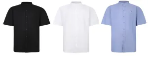 Espionage Men's Short Sleeve Oxford Grandad Shirt SH416 in 3 Colours, 2XL-8XL