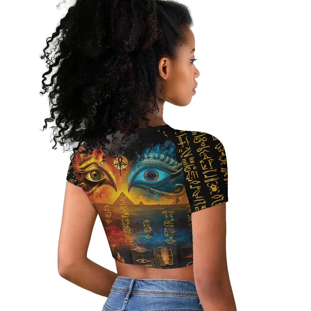 Eye of Ra and Eye of Horus Raglan Cropped T shirt Power and Magic Ancient Egyptian Mythology LT9