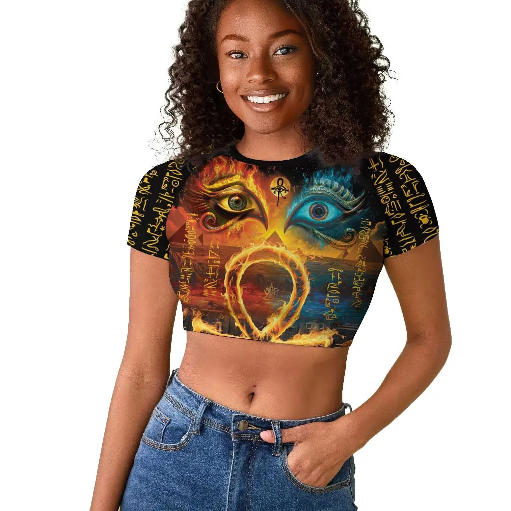 Eye of Ra and Eye of Horus Raglan Cropped T shirt Power and Magic Ancient Egyptian Mythology LT9