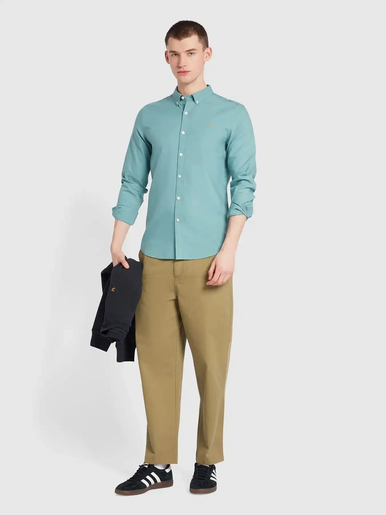 Farah Men's Brewer Oxford Shirt Brook Blue